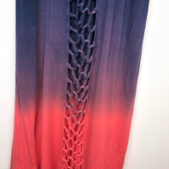 Coverup Dress Ombré dipdye Tied Back boho hippy - Picture 5 of 6